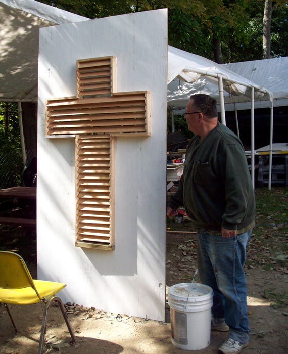 Pastor Bill working on louvers